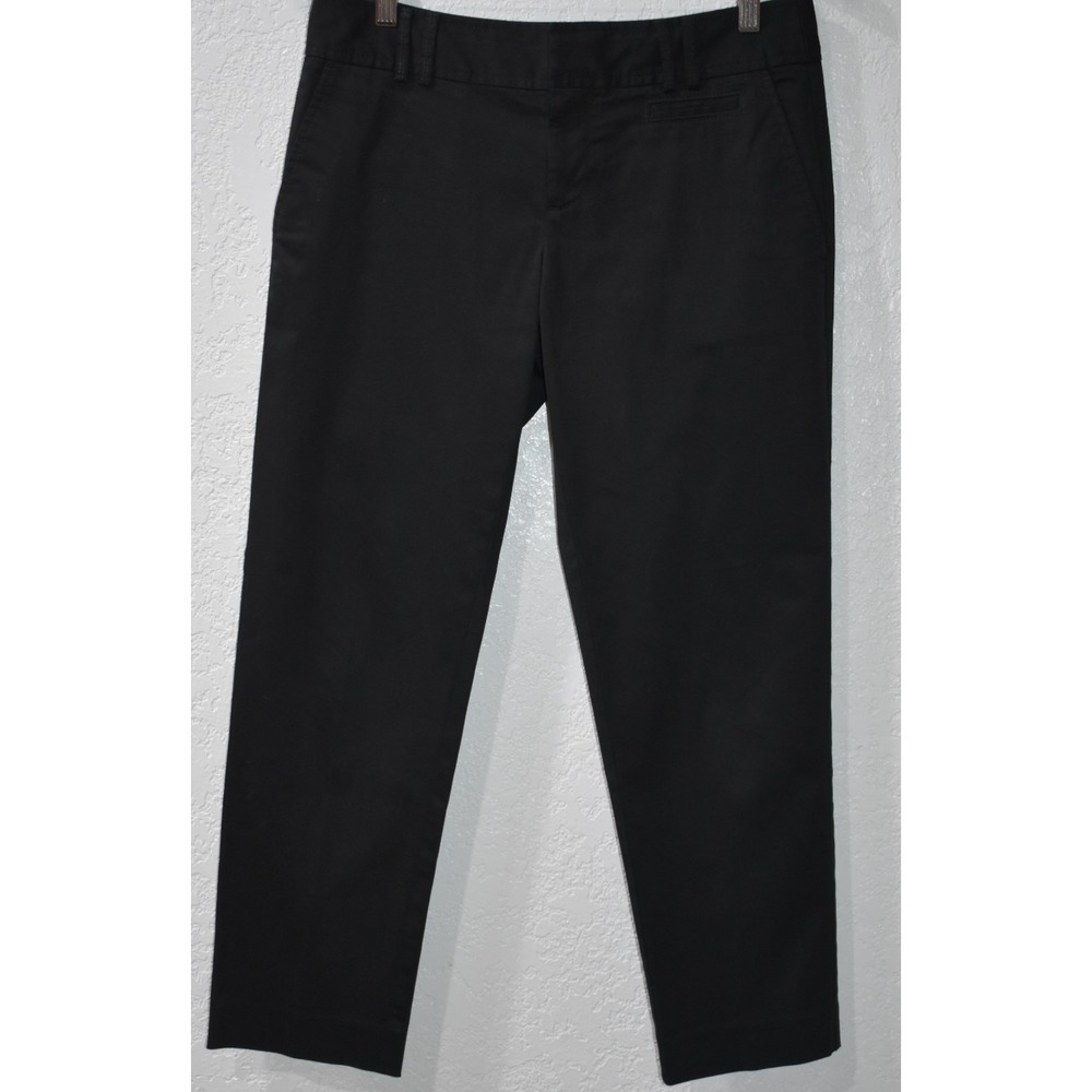 Banana Republic Womens Size 4 Slim Straight Leg Cotton Stretch Pants Black Ankle